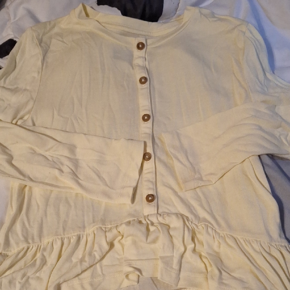 Yellow Button-Up Long Sleeve Top